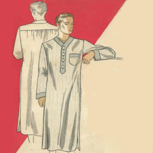 Pattern cover illustration of men wearing nightshirts