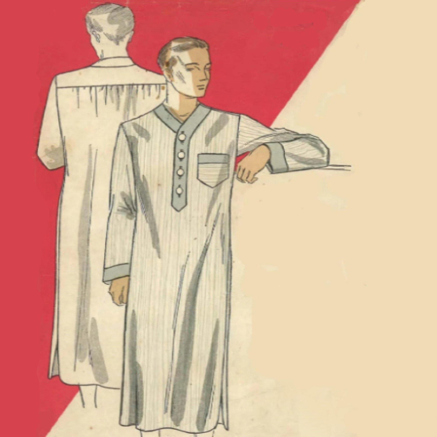 Vintage 1930s Sewing Pattern, Men's Nightshirt 