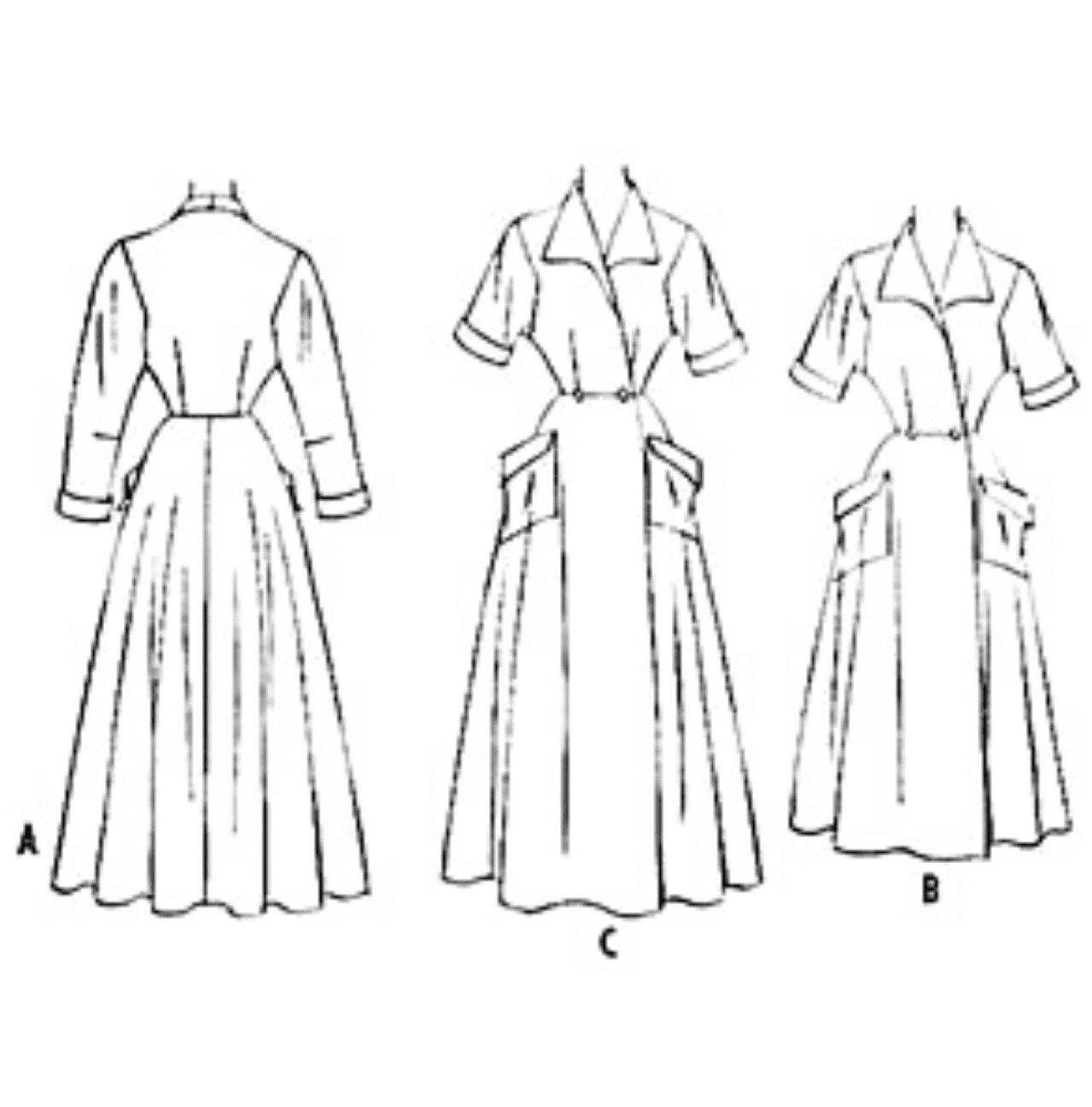 line drawing of Housecoats back and front views.