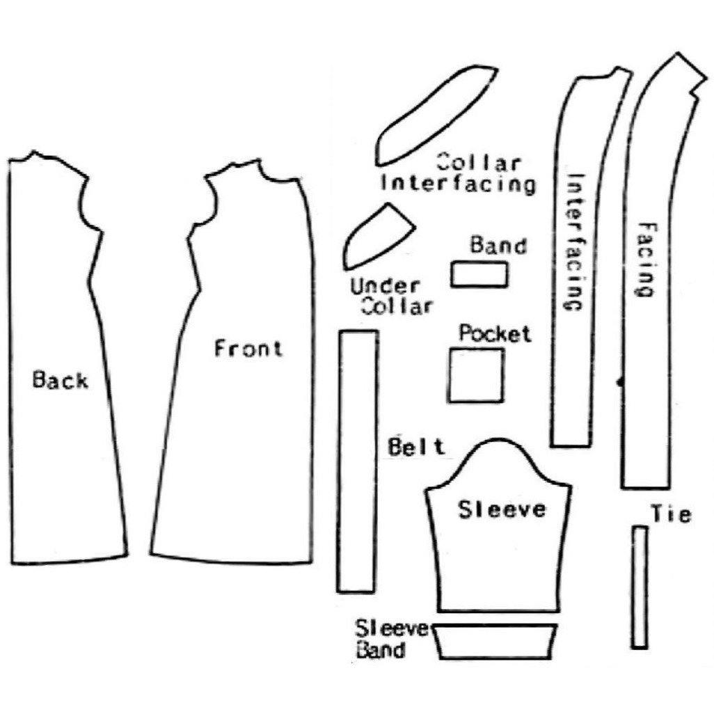 Line drawing of pattern pieces included in this pattern.