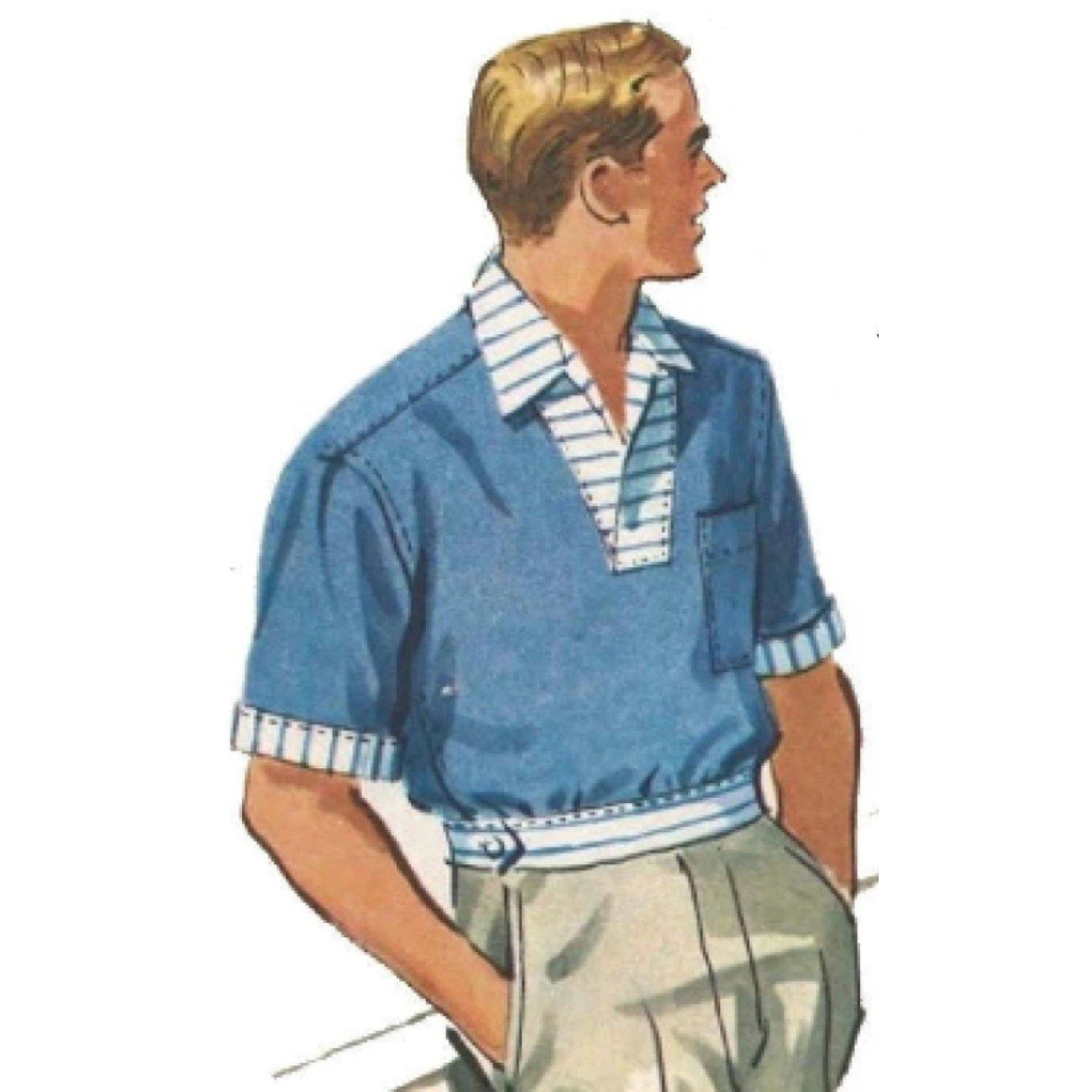 1950s Pattern, Men's Sports Shirt in Three Styles - Chest 38”(97cm)-40 –  Vintage Sewing Pattern Company