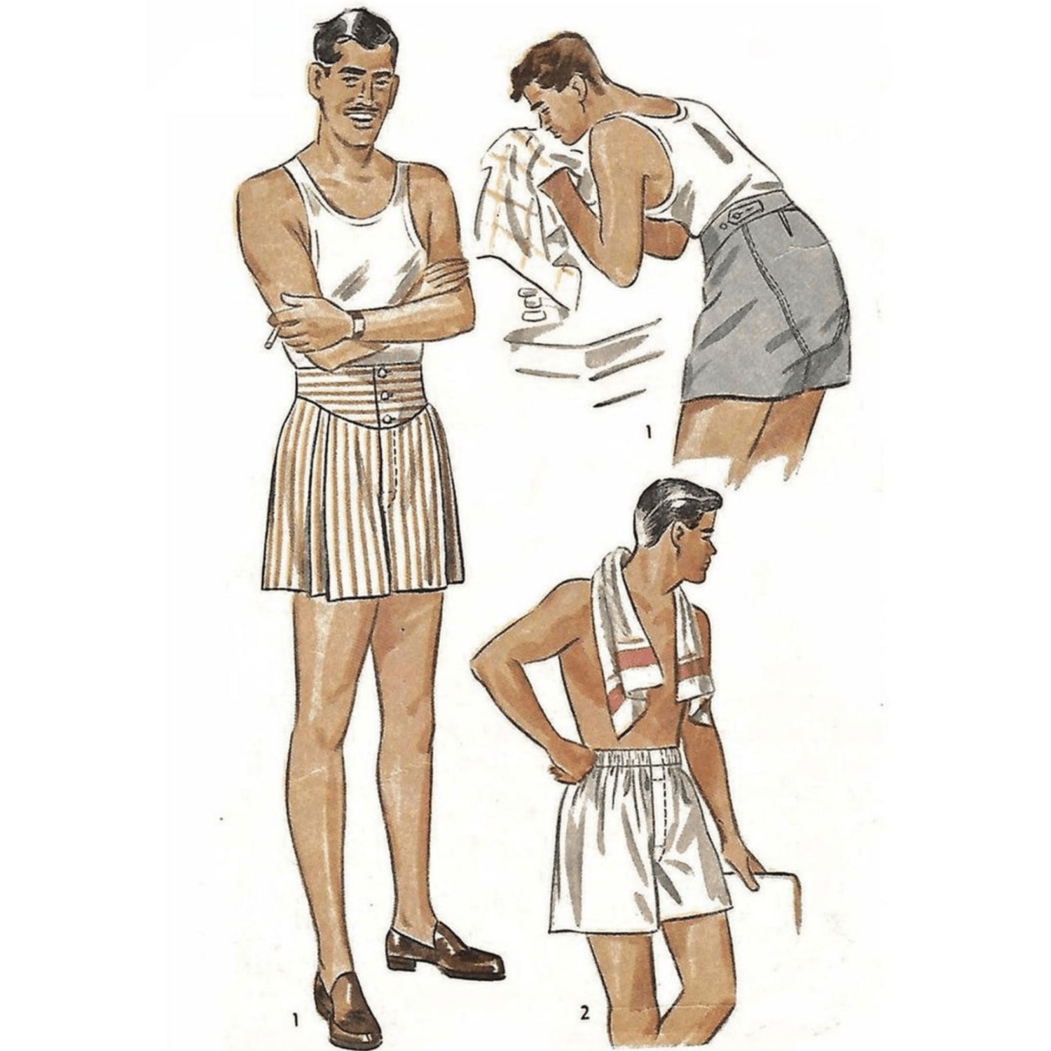1940s Pattern, Men's Jockey Style Boxer Shorts